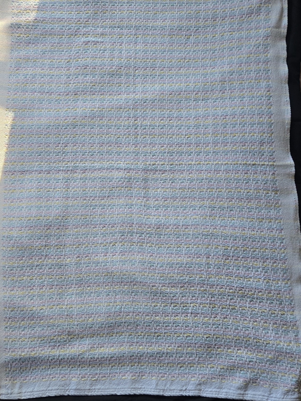 90s Vintage Beacon Pastel Waffle Knit Baby Blanket WPL 1675 100% COTTON 52X37 - Picture 4 of 7